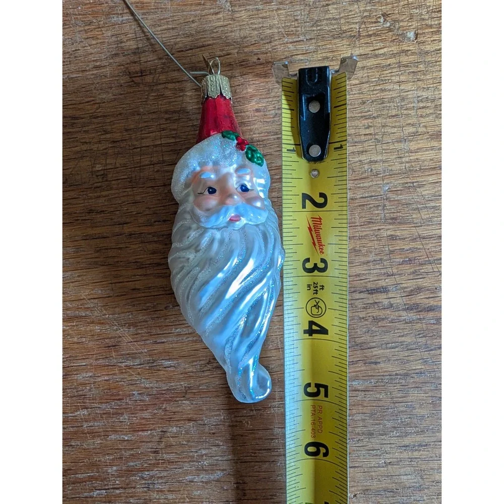 Old World Christmas Glass Ornaments Santa Claus and Tudor Cottage Set of 2
